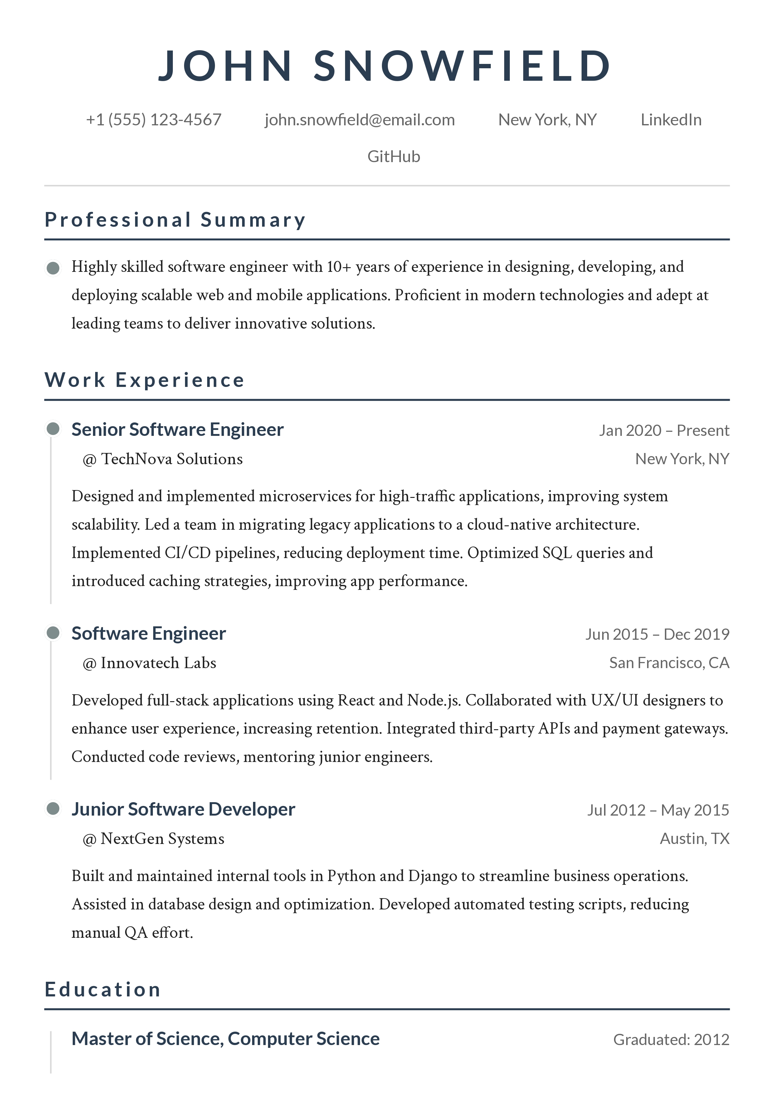 Classic resume template