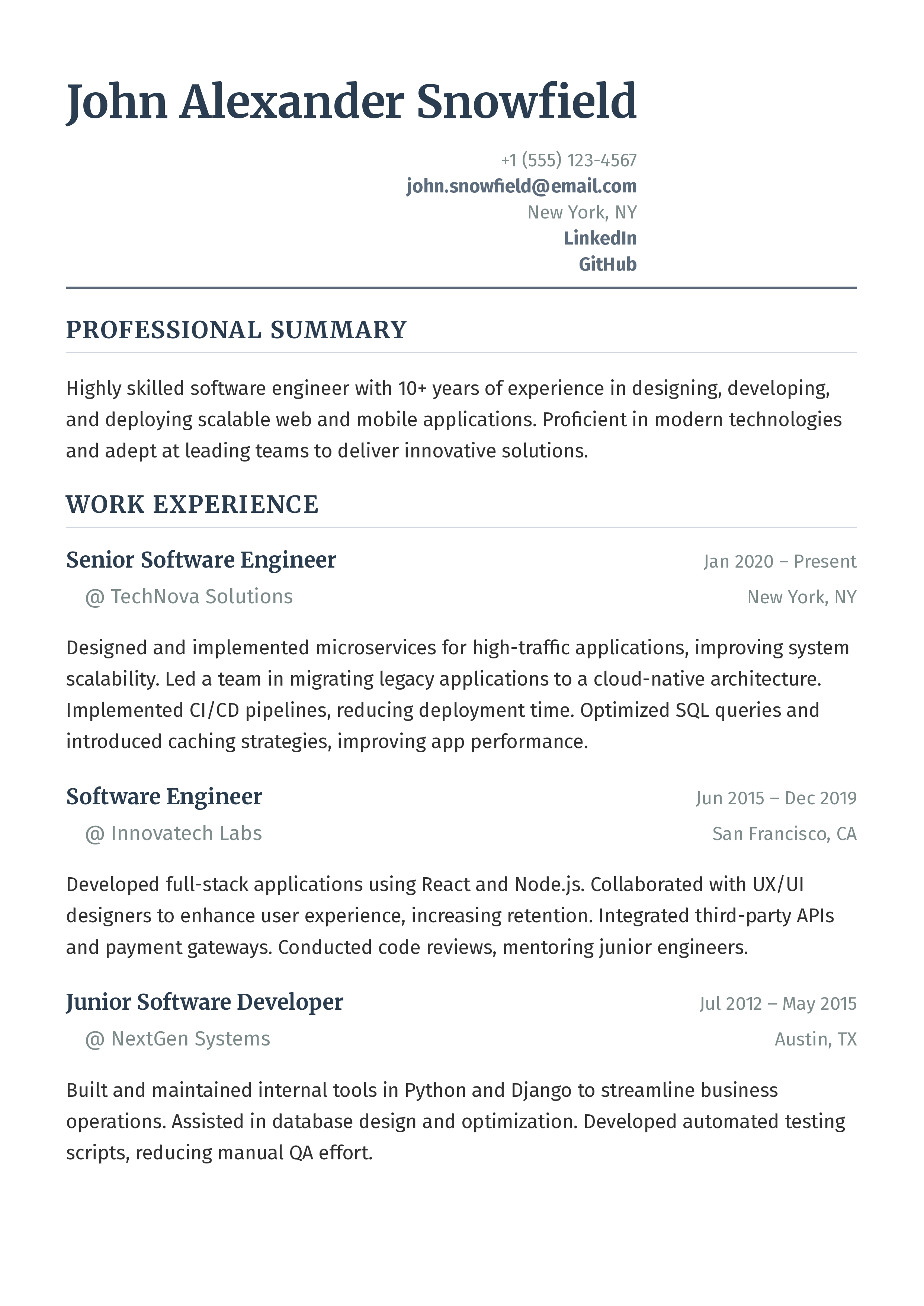 Monoline Compact resume template